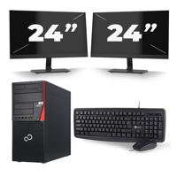 Fujitsu Esprimo P756 Micro Tower - Intel Core i7-6e Generatie - 16GB RAM - 256GB SSD - Windows 11 + 2x 24 inch Monitor
