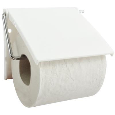 Toiletrolhouder wand/muur - metaal met kunststof afdekklepje - ivoor wit