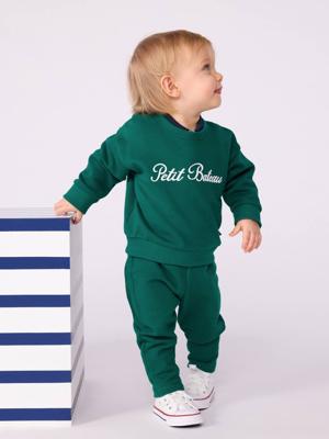 Geborduurde sweater voor baby's van katoen PETIT BATEAU groen
