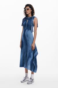 Jacquard cut-out jurk - BLUE - S