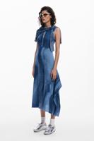 Jacquard cut-out jurk - BLUE - S