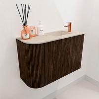 Toiletmeubel Mondiaz Joya Dlux | 61.6 cm | Meubelkleur Walnut | Faye wastafel Frappe Wasbak Rechts | 1 kraangat Toiletmeubel Mondiaz Joya Dlux | 61.6 cm | Meubelkleur Walnut | Faye wastafel Frappe Wasbak Rechts | 1 kraangat