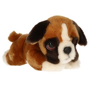 Pluche bruin/creme Boxer puppy honden knuffel 25 cm