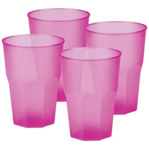 Drinkglazen frosted - fuchsia roze - 24x - 420 ml - onbreekbaar kunststof - Feest/cocktailglas