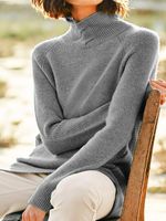 Long Sleeve Turtleneck Knitted Basic Sweater - thumbnail