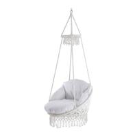 Vivere Polyester Macrame Deluxe Stoel met Franje - Off White