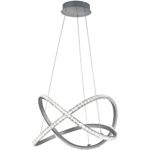 LED Hanglamp - Hangverlichting - Trion Nubi - 26W - Warm Wit 3000K - RGBW - Afstandsbediening - Dimbaar - Rond - Mat Grijs - Aluminium