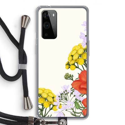 Wilde bloemen: OnePlus 9 Pro Transparant Hoesje met koord