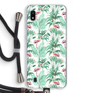 Flamingo bladeren: Samsung Galaxy A10 Transparant Hoesje met koord