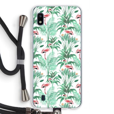 Flamingo bladeren: Samsung Galaxy A10 Transparant Hoesje met koord