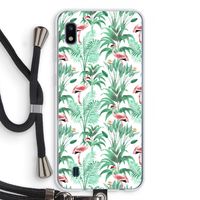 Flamingo bladeren: Samsung Galaxy A10 Transparant Hoesje met koord