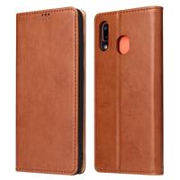 Dermis textuur PU + TPU horizontale Flip lederen draagtas met houder & kaartsleuven & portemonnee voor Galaxy A20 & A30 (bruin)