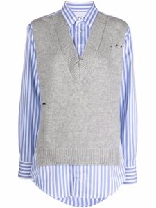 Maison Margiela chemise Spliced à détails en maille - Gris