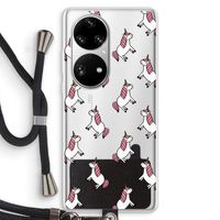Eenhoorns overal: Huawei P50 Pro Transparant Hoesje met koord