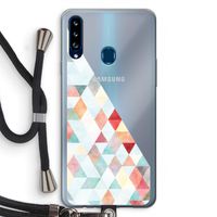 Gekleurde driehoekjes pastel: Samsung Galaxy A20s Transparant Hoesje met koord