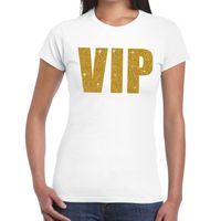 VIP goud glitter tekst t-shirt wit dames