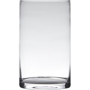 Vaas - cilinder vorm - transparant - 25 x 15 cm - glas - home-basics vazen - bloemenvaas