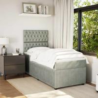 Boxspring met matras fluweel lichtgrijs 90x190 cm