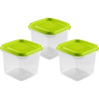 Vershoudbakjes Hega - set van 12x stuks - 0.3 liter - transparant/lime groen - L8 x B8 x H11 cm