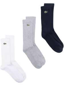 Lacoste lot de trois paires de chaussettes à logo brodé - Blanc