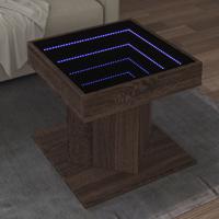 Salontafel met LED 50x50x45 cm bewerkt hout bruin eikenkleurig - thumbnail