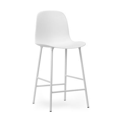 Normann Copenhagen Form barkruk H75 hoge rug White vierpoot staal