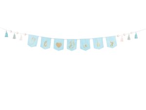 Blauwe Geboorte Banner &apos;Oh Baby&apos; Met Tassels (2,5m)