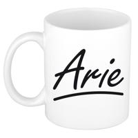 Arie Naam koffiemok - beker - met sierlijke letters - wit - 300 ml - Cadeau - Heren