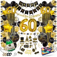 Fissaly® 60 Jaar Verjaardag Decoratie Versiering - Ballonnen – Jubileum Man & Vrouw - Zwart en Goud