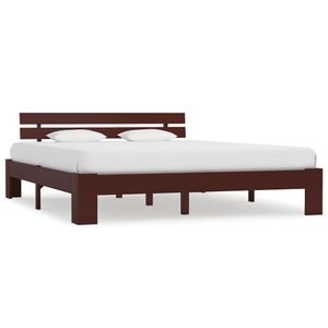 Bedframe massief grenenhout donkerbruin 180x200 cm