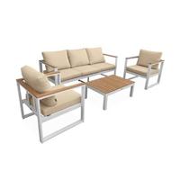 sweeek - Houten en aluminium loungeset voor 5 personen