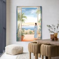Urban Cotton Wandkleed 'Florine' 110 x 145cm in Frame - black