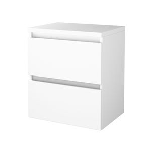 Badmeubelset BWS Salt 60x46cm Greeploos 2 Lades Met Afdekplaat Ice White