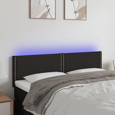 Hoofdbord LED 144x5x78/88 cm stof zwart