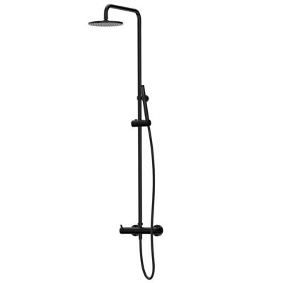 Regendouche set Xenz Duero | Opbouw | 20 cm | Thermostaatkraan | Telescopisch | Mat zwart