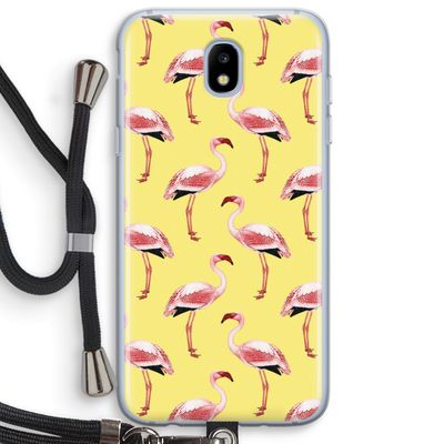 Flamingo's geel: Samsung Galaxy J5 (2017) Transparant Hoesje met koord