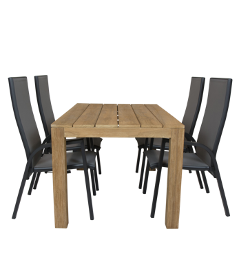 Alberto teak tafel 160 met Qopps Victory tuinstoel verstelbaar