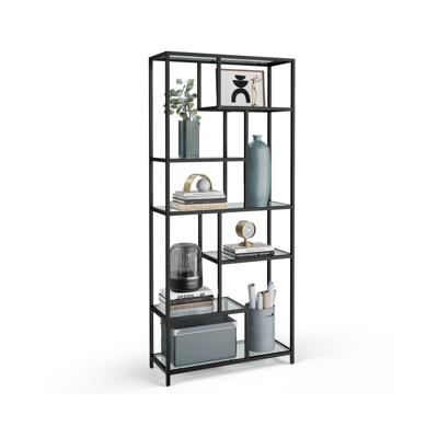 Boekenkast met 6 planken, Inktzwart-Transparant