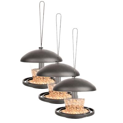 Best for Birds vogel voedersilo - 3x stuks - 16 cm - aan hanger - kunststof - Voederbak / voederscha