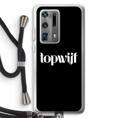 Topwijf Zwart: Huawei P40 Pro Plus Transparant Hoesje met koord