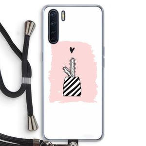 Zwart-wit cactus: Oppo A91 Transparant Hoesje met koord