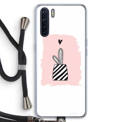 Zwart-wit cactus: Oppo A91 Transparant Hoesje met koord