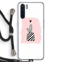 Zwart-wit cactus: Oppo A91 Transparant Hoesje met koord
