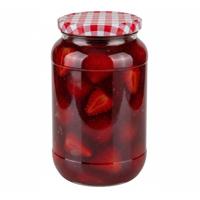 Weckpot - 900 ml - inmaakpot met schroefdeksel - rood / wit - glas - D13 x H18 cm