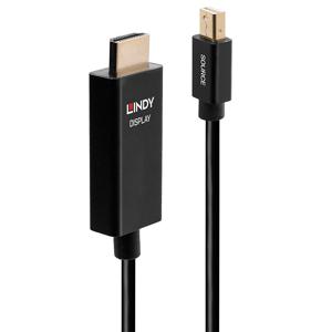 LINDY 40921 DisplayPort-kabel Aansluitkabel Mini DisplayPort-stekker, HDMI-A-stekker 1.00 m Zwart