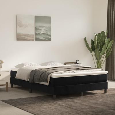 Boxspring met matras fluweel zwart 140x190 cm
