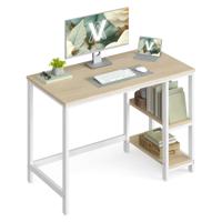 Bureau met 2 planken industrieel design, Natuurlijk beige + parelwit / 100 x 50 cm