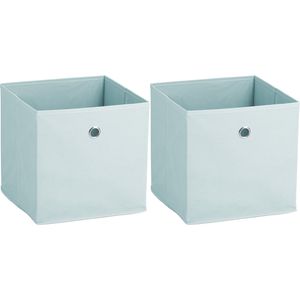 Opbergmand/kastmand - 2x - 22 liter - lichtblauw - 28 x 28 x 28 cm