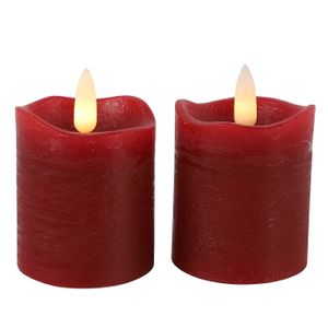 Countryfield LED kaarsen/stompkaarsen - 2x st - rood - D5 x H7,2 cm - timer - warm wit