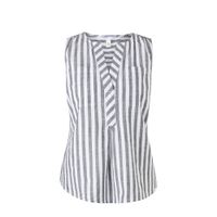 Q/S designed by gestreepte top wit/grijs - thumbnail